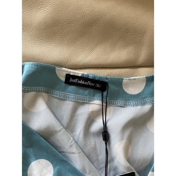 Just Fashion Now Dress Blue White Polkadot Shift Turquoise Medium Mid Length - Picture 5 of 6
